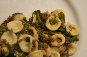 sprouting broccoli with pasta-camel csa